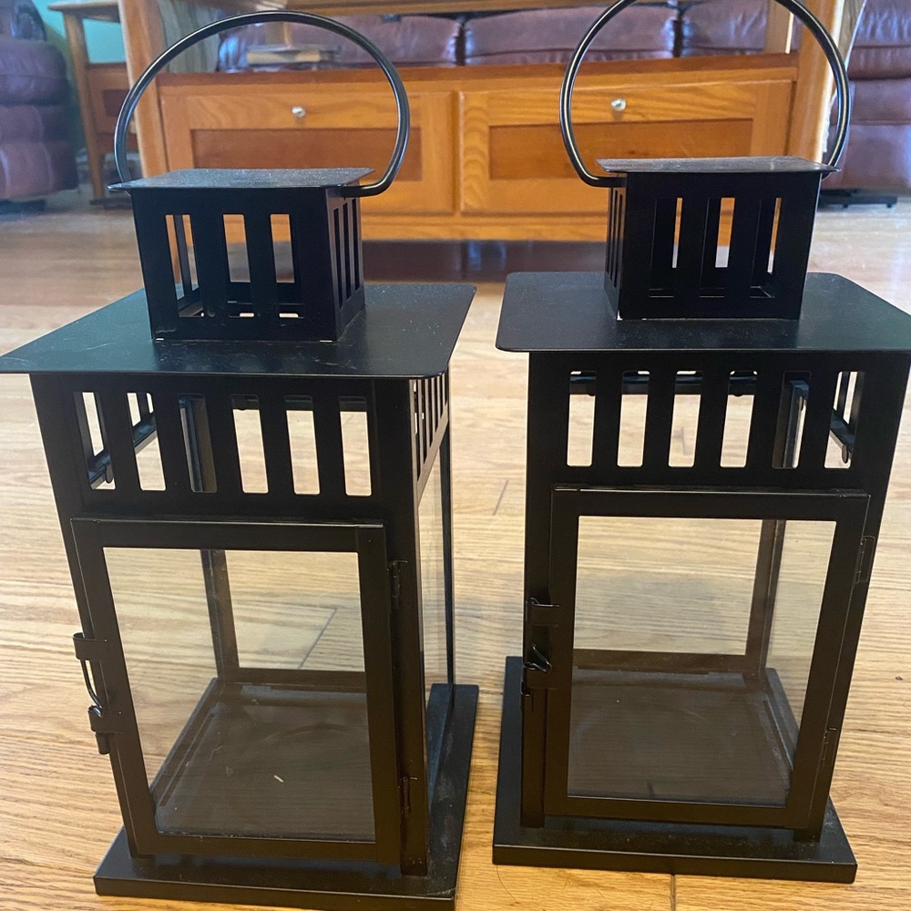 Set of 2 black decoration lanterns
